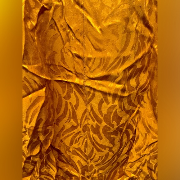 Vintage Pat Argent mustard yellow silk dress faux wrap mini - Picture 8 of 10
